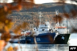 Судно Arctic Sunrise в порту российского Мурманска. Октябрь 2013 года.